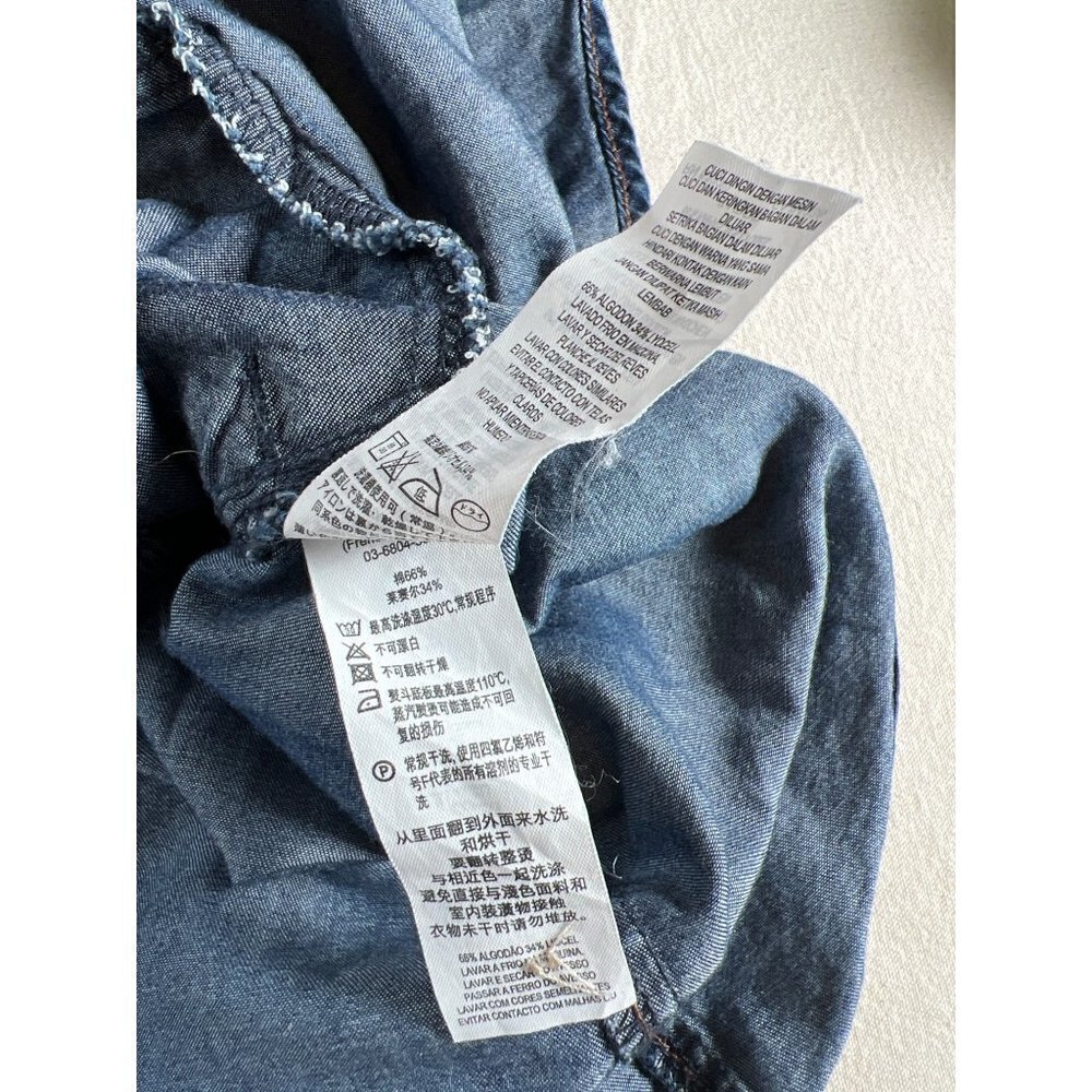 French Connection Womens Size 2 XXS Cotton Lyocell Denim Shirt Dress L/S Pockets - Picture 11 of 12